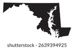 Black Maryland map on white background vector
