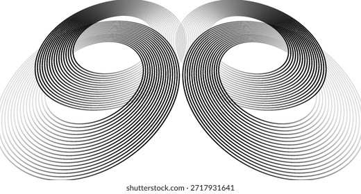 Textura circular de rímel preto, traçado de pincel isolado no fundo branco.