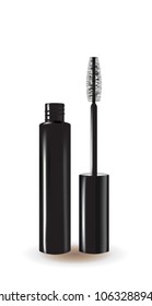 Black Mascara, Open Bottle, Vector