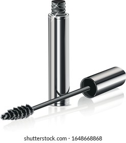 Black mascara in a silver case