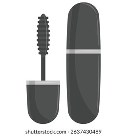 black mascara tube and brush illustration