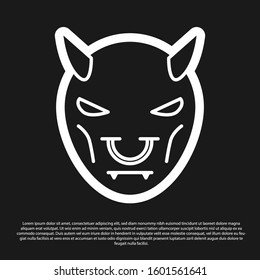 Black Mask of the devil with horns icon isolated on black background.  Vector Illustration