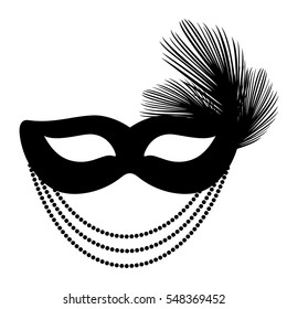 black mask with feathers