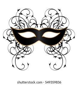 black mask with floral ornament