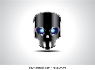 black mask skull face robot 3D 