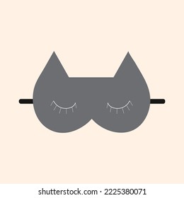 Máscara negra para dormir en forma de gato. Imagen aislada de vectores para uso en clipart o web design