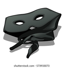 Black mask the thief isolated on white background. Cartoon vector illustration close-up.