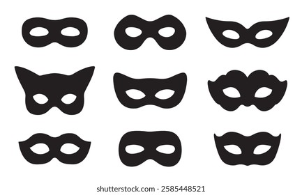 Black mask vector icon collection