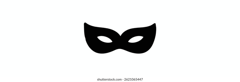 Black mask vector icon collection. eye mask silhouette hidden person face. Simple design incognito party masque shape template illustration.
