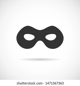 Black mask vector icon. Simple robber silhouette isolated on white background