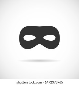 Black Mask Vector Icon. Simple Robber Silhouette Isolated On White Background