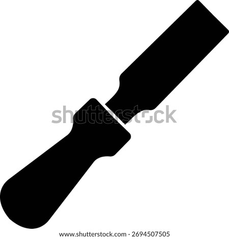 Black masonry chisel icon , construction and stone carving tool collection, sculpting and brickwork equipment in flat and line outline style industrial repair and workshop vector illustration