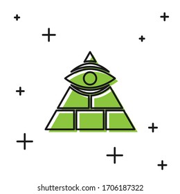 Black Masons symbol All-seeing eye of God icon isolated on white background. The eye of Providence in the triangle.  Vector Illustration