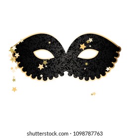 Black Masquerade Glasses. Masquerade mask and confetti