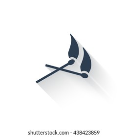 Black Matches icon with long shadow