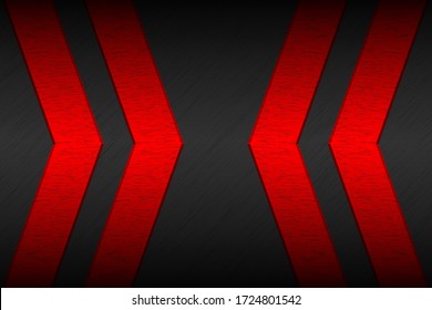 Black material background with red arrows and metallic pattern. Modern template for your business and projects. Vector abstract widescreen background