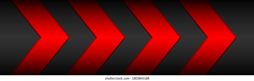 Black material header with red arrows and metallic pattern. Modern banner for your business and projects. Vector abstract widescreen background