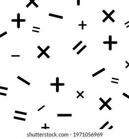 black math symbols pattern on white background