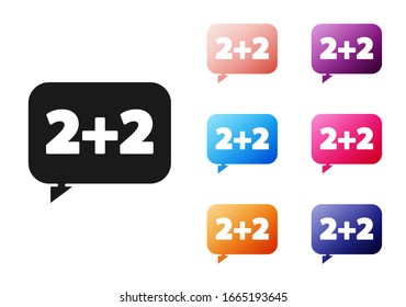 Black Math System Of Equation Solution On Speech Bubble Icon Isolated On White Background. Set Icons Colorful. Vector Illustration