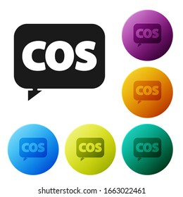 Black Mathematics function cosine icon isolated on white background. Set icons in color circle buttons. Vector Illustration