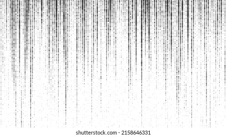 Black matrix on the white background with noise effect and dots. Big data visualization. Digital texture backdrop. Vector illustration.