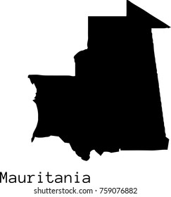 Black Mauritania map vector silhouette