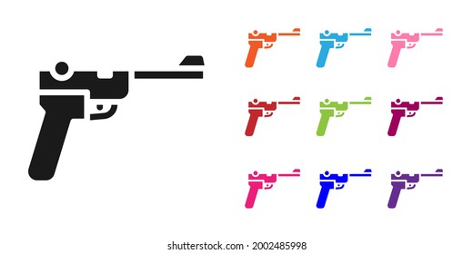 Symbol für das Schwarze Mauser einzeln auf weißem Hintergrund. Mauser C96 ist eine halbautomatische Pistole. Symbole bunt festlegen. Vektorgrafik