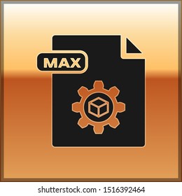 Black MAX file document. Download max button icon isolated on gold background. MAX file symbol.  Vector Illustration