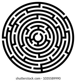 Black Maze Circle. Black Labyrinth. Maze Symbol. Labyrinth Isolated On White Background