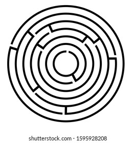 Black maze circle. Black labyrinth. Maze symbol. Labyrinth isolated on white background