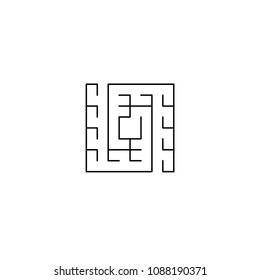 Black maze logo illustration. Rectangular labyrinth icon