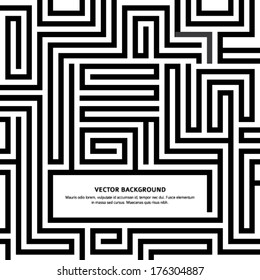 Black Maze texture and place for your text isolated on white background. Abstract vector illustration EPS 10. Solving a problem and finding the best creative solution against a complicated and complex