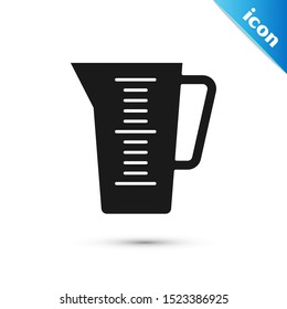 Black Measuring cup to measure dry and liquid food icon isolated on white background. Plastic graduated beaker with handle.  Vector Illustration