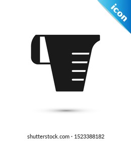 Black Measuring cup to measure dry and liquid food icon isolated on white background. Plastic graduated beaker with handle.  Vector Illustration