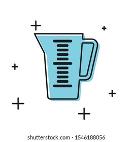 Black Measuring cup to measure dry and liquid food icon isolated on white background. Plastic graduated beaker with handle.  Vector Illustration