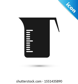 Black Measuring cup to measure dry and liquid food icon isolated on white background. Plastic graduated beaker with handle.  Vector Illustration