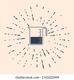 Black Measuring cup to measure dry and liquid food icon isolated on beige background. Plastic graduated beaker with handle. Abstract circle random dots. Vector Illustration