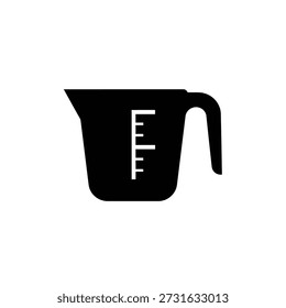 Black measuring cup with white markings vector illustration flat design kitchen tool