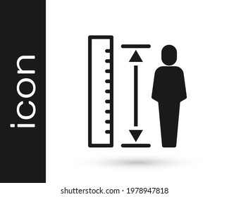 Black Measuring height body icon isolated on white background.  Vector
