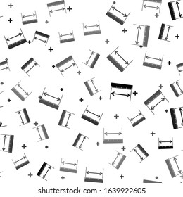 Black The measuring height and length icon isolated seamless pattern on white background. Ruler, straightedge, scale symbol.  Vector Illustration