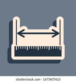 Black The measuring height and length icon isolated on grey background. Ruler, straightedge, scale symbol. Long shadow style. Vector Illustration