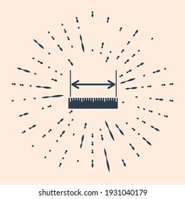 Black The measuring height and length icon isolated on beige background. Ruler, straightedge, scale symbol. Abstract circle random dots. Vector Illustration