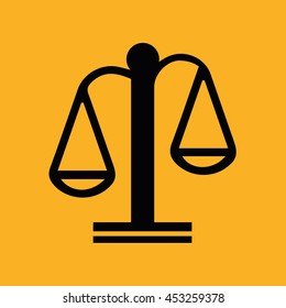 Black measuring scale icon vector illustration. Yellow background