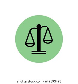 Black measuring scale icon vector illustration. Green button. Green circle