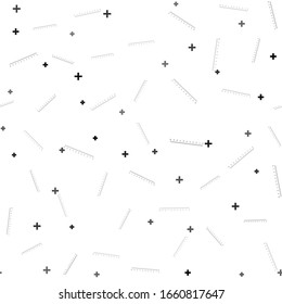 Black Measuring scale, markup for rulers icon isolated seamless pattern on white background. Size indicators. Different unit distances.  Vector Illustration