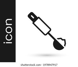 Black Measuring spoon icon isolated on white background.  Vector