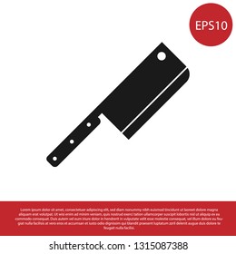 Black Meat chopper icon isolated on white background. Kitchen knife for meat. Butcher knife. Vector Illustration