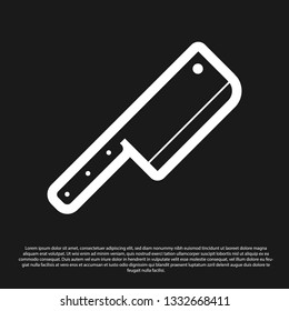 Black Meat chopper icon isolated on black background. Kitchen knife for meat. Butcher knife. Vector Illustration