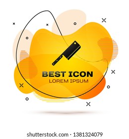 Black Meat chopper icon isolated on white background. Kitchen knife for meat. Butcher knife. Fluid color banner. Vector Illustration
