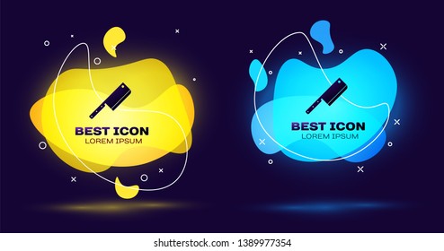 Black Meat chopper icon isolated on blue background. Kitchen knife for meat. Butcher knife. Set of liquid color abstract geometric shapes. Vector Illustration